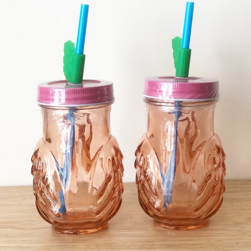 Target Bullseye Flamingo Mason Jar 16oz. Glass Tumblers With Straw (2) - Picture 6 of 10